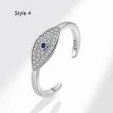 Devil's Eye S925 Silver Ring, Blue Eyes Micro-zircon Adjustable 18k Gold Women's Ring AL1290