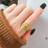 Devil's Eye S925 Silver Ring, Blue Eyes Micro-zircon Adjustable 18k Gold Women's Ring AL1290