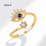 Devil's Eye S925 Silver Ring, Blue Eyes Micro-zircon Adjustable 18k Gold Women's Ring AL1290