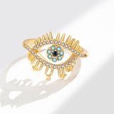 Devil's Eye S925 Silver Ring, Blue Eyes Micro-zircon Adjustable 18k Gold Women's Ring AL1290