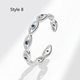 Devil's Eye S925 Silver Ring, Blue Eyes Micro-zircon Adjustable 18k Gold Women's Ring AL1290