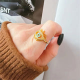 Devil's Eye S925 Silver Ring, Blue Eyes Micro-zircon Adjustable 18k Gold Women's Ring AL1290