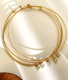 Dainty Choker Necklace with Zirconia Pendants - Heart, Marquise & More, Stainless Steel Collar AL1291