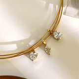 Dainty Choker Necklace with Zirconia Pendants - Heart, Marquise & More, Stainless Steel Collar AL1291