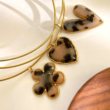 Dainty Choker Necklace with Acrylic Pendants - Heart & Flower, Stainless Steel Collar AL1292