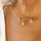 Dainty Choker Necklace with Zirconia Pendants - Heart, Marquise & More, Stainless Steel Collar AL1291