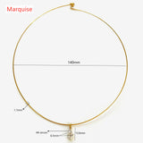 Dainty Choker Necklace with Zirconia Pendants - Heart, Marquise & More, Stainless Steel Collar AL1291