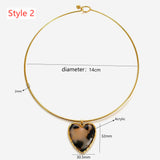 Dainty Choker Necklace with Acrylic Pendants - Heart & Flower, Stainless Steel Collar AL1292