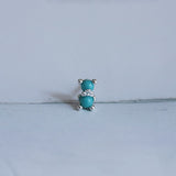 S925 Silver Cute Little Bear Studs, Blue Howlite Turquoise Post Earrings AL1293