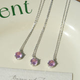 18" Dainty S925 Silver Crown Pink CZ Necklace Zircon Pendant Necklace AL1294