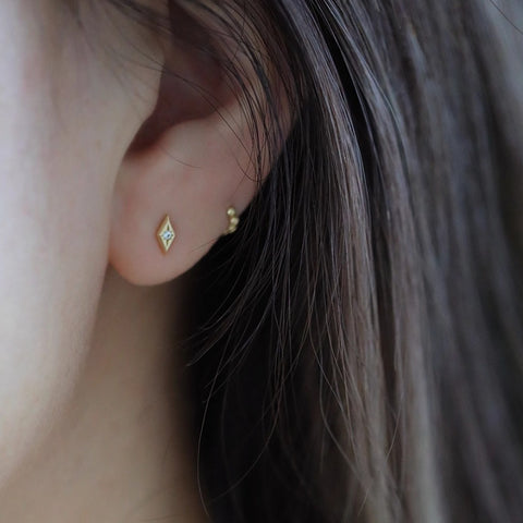 Dainty 925 Silver Diamond CZ Star Stud Earrings, 18k Gold Threaded Post, Screw Ball Backs AL1295