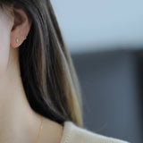 Dainty 925 Silver Diamond CZ Star Stud Earrings, 18k Gold Threaded Post, Screw Ball Backs AL1295