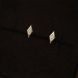 Dainty 925 Silver Diamond CZ Star Stud Earrings, 18k Gold Threaded Post, Screw Ball Backs AL1295