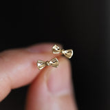 Cute Butterfly Knot S925 Pure Silver Stud Earrings, 14K Gold Plated Jewelry for Women AL1296