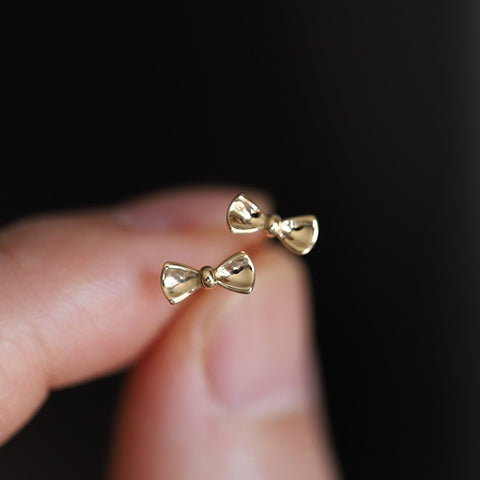 Cute Butterfly Knot S925 Pure Silver Stud Earrings, 14K Gold Plated Jewelry for Women AL1296