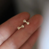 Cute Butterfly Knot S925 Pure Silver Stud Earrings, 14K Gold Plated Jewelry for Women AL1296