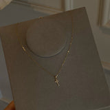 S925 Sterling Silver Four-Leaf Clover and Mini Key Pendant Necklace in 18k Gold Plated AL1298