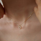 S925 Sterling Silver Full Zircons Donut Ring Pendant Necklace Minimalist Jewelry AL1299