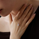 S925 Sterling Silver Full Zircons Donut Ring Pendant Necklace Minimalist Jewelry AL1299