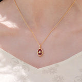 S925 Sterling Silver Larimar and Red Agate Oval Pendant Necklace in 18K Gold Plated AL1300