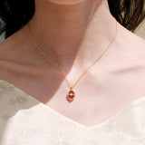 S925 Sterling Silver Larimar and Red Agate Oval Pendant Necklace in 18K Gold Plated AL1300