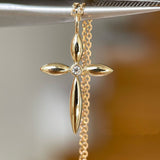 Faith ~ S925 Sterling Silver Zircon Cross Pendant Necklace in 18K Gold Plated AL1302