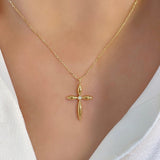 Faith ~ S925 Sterling Silver Zircon Cross Pendant Necklace in 18K Gold Plated AL1302