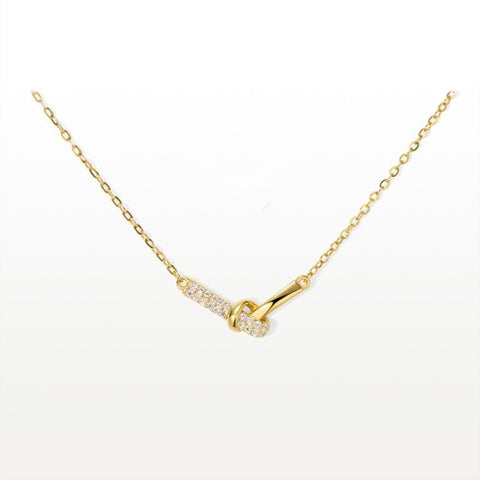 Knot ~ S925 Sterling Silver Zircon Necklace in 14K Gold Plated AL1304