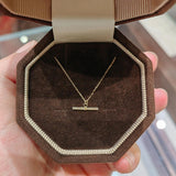 Balance Beam ~ S925 Sterling Silver CZ Bar Pendant Necklace in 14K Gold Plated AL1305