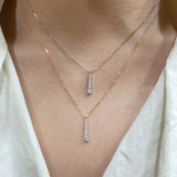 S925 Sterling Silver Zircon Gradient Bar Pendant Necklace in 14K Gold Plated AL1306