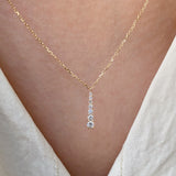 S925 Sterling Silver Zircon Gradient Bar Pendant Necklace in 14K Gold Plated AL1306