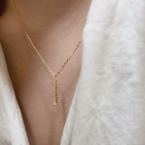 S925 Sterling Silver Zircon Gradient Bar Pendant Necklace in 14K Gold Plated AL1306