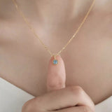 Mysterious Realm ~ S925 Sterling Silver Klein Blue Zircon Pendant Necklace in 18K Gold AL1308