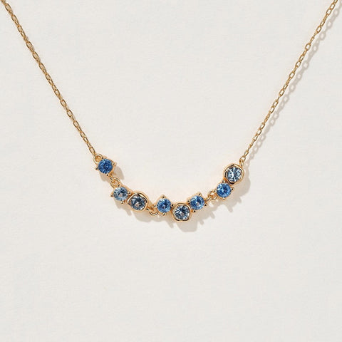 Blues ~ S925 Sterling Silver Blue Spinel Zircon Necklace in 18K Gold Plated AL1309