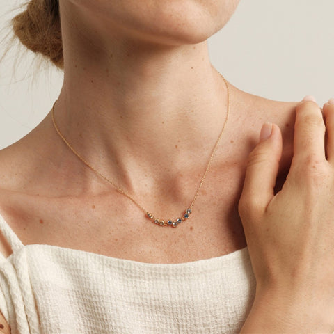 Blues ~ S925 Sterling Silver Blue Spinel Zircon Necklace in 18K Gold Plated AL1309