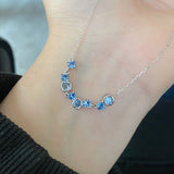 Blues ~ S925 Sterling Silver Blue Spinel Zircon Necklace in 18K Gold Plated AL1309