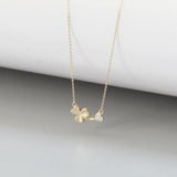 S925 Sterling Silver Three-Leaf Clover Zircon Pendant Necklace, Small Flower AL1310