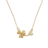 S925 Sterling Silver Three-Leaf Clover Zircon Pendant Necklace, Small Flower AL1310