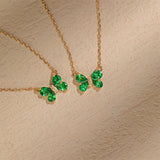 S925 Sterling Silver Green Zircon Butterfly Connector Necklace in 18K Gold Plated AL1311
