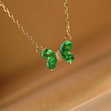 S925 Sterling Silver Green Zircon Butterfly Connector Necklace in 18K Gold Plated AL1311