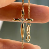 Faith ~ S925 Sterling Silver Zircon Cross Connector Bracelet in 18K Gold Plated AL1313