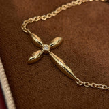 Faith ~ S925 Sterling Silver Zircon Cross Connector Bracelet in 18K Gold Plated AL1313