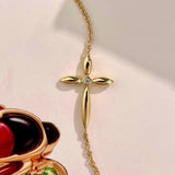 Faith ~ S925 Sterling Silver Zircon Cross Connector Bracelet in 18K Gold Plated AL1313