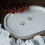 Heart Flash ~ S925 Sterling Silver Heart Zircon Stud Earrings in 14K Gold Plated AL1315
