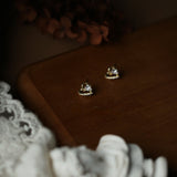 Heart Flash ~ S925 Sterling Silver Heart Zircon Stud Earrings in 14K Gold Plated AL1315