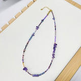 Bohemian Natural Stone Chips & Miyuki Beads Necklace, Handmade Boho Summer Jewelry AL1317