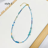Bohemian Natural Stone Chips & Miyuki Beads Necklace, Handmade Boho Summer Jewelry AL1317