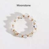 Small Natural Stone Faceted Beads Ring, Boho Gemstone Beads Jewelry AL1323