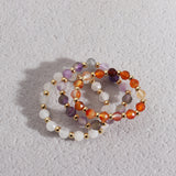 Small Natural Stone Faceted Beads Ring, Boho Gemstone Beads Jewelry AL1323