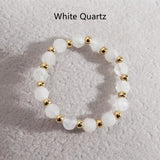 Small Natural Stone Faceted Beads Ring, Boho Gemstone Beads Jewelry AL1323